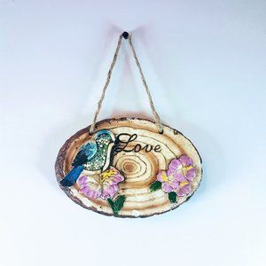 #H10 Love Wall Hanging Plaque With Bird & Flowers